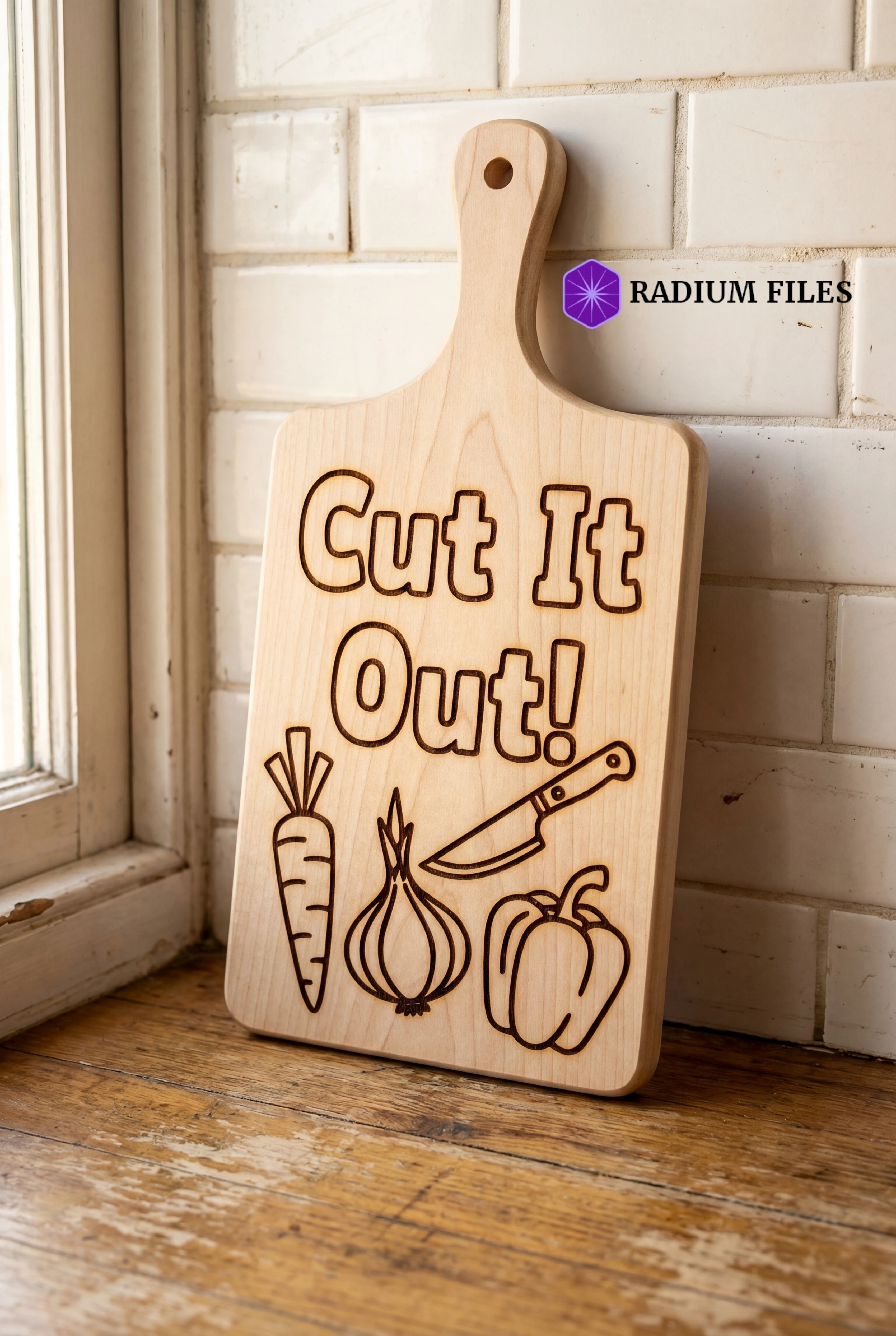 Cut It Out! Engraved Cutting Board Design(DigitalFile)-Laser Engraving,Laser Cutting-SVG,DXF,AI,PDF